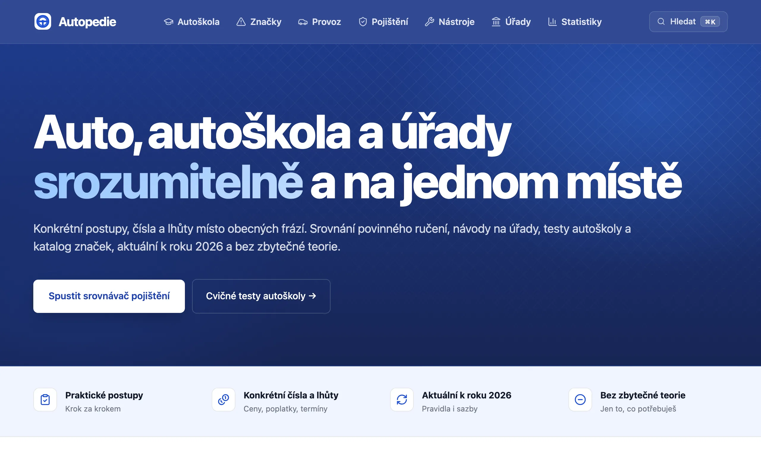 Autopedie – náhled webu