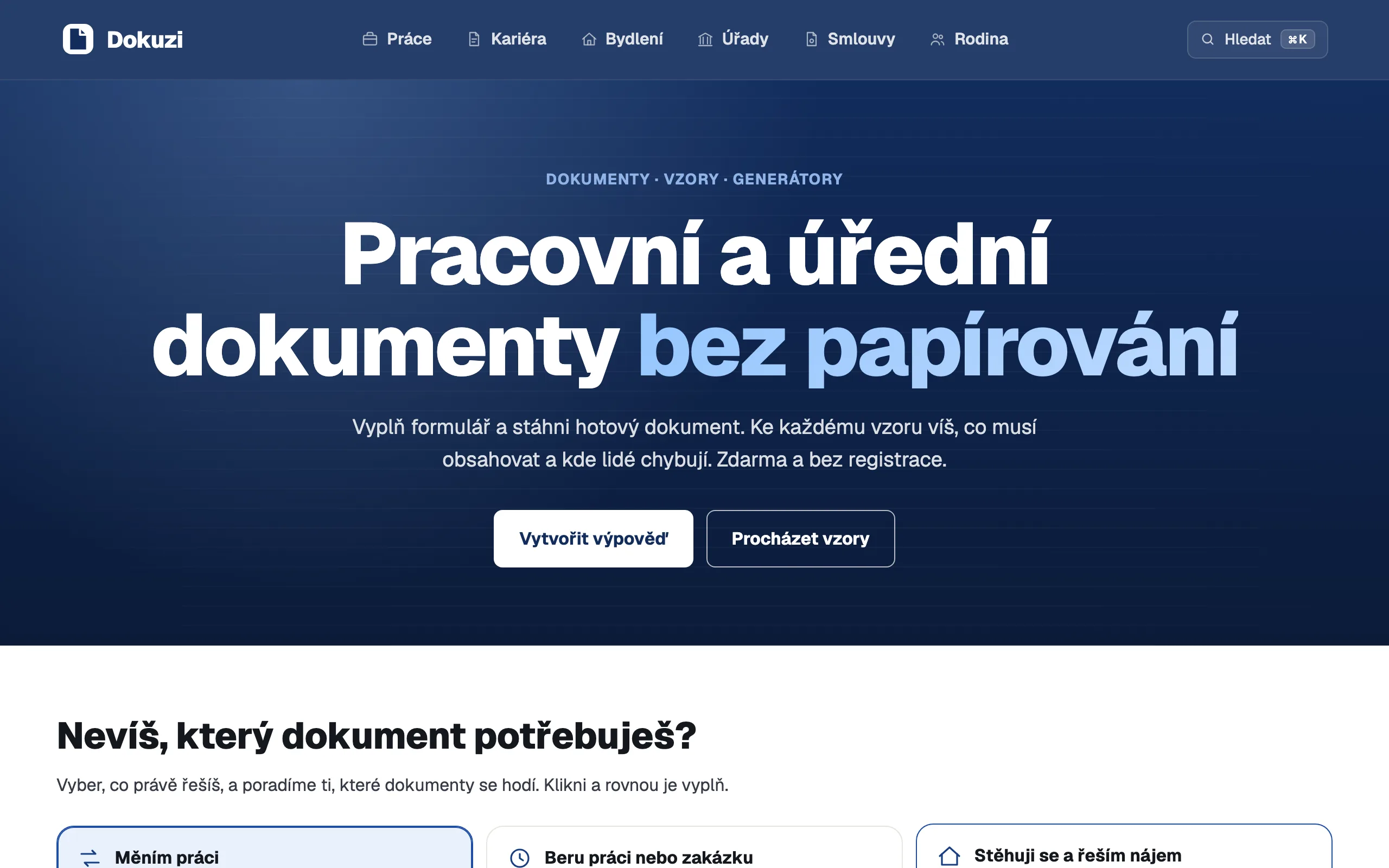 Dokuzi – náhled webu