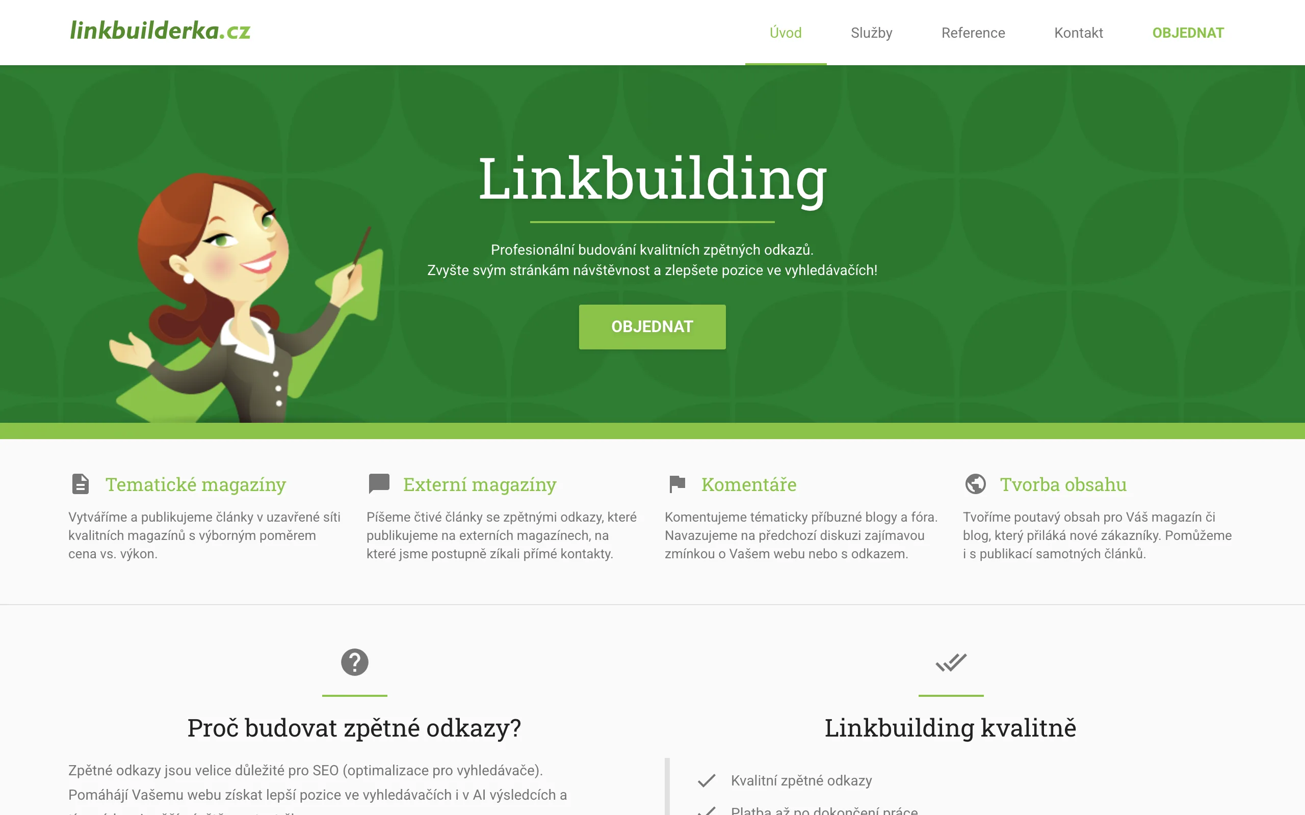 Linkbuilderka – náhled webu