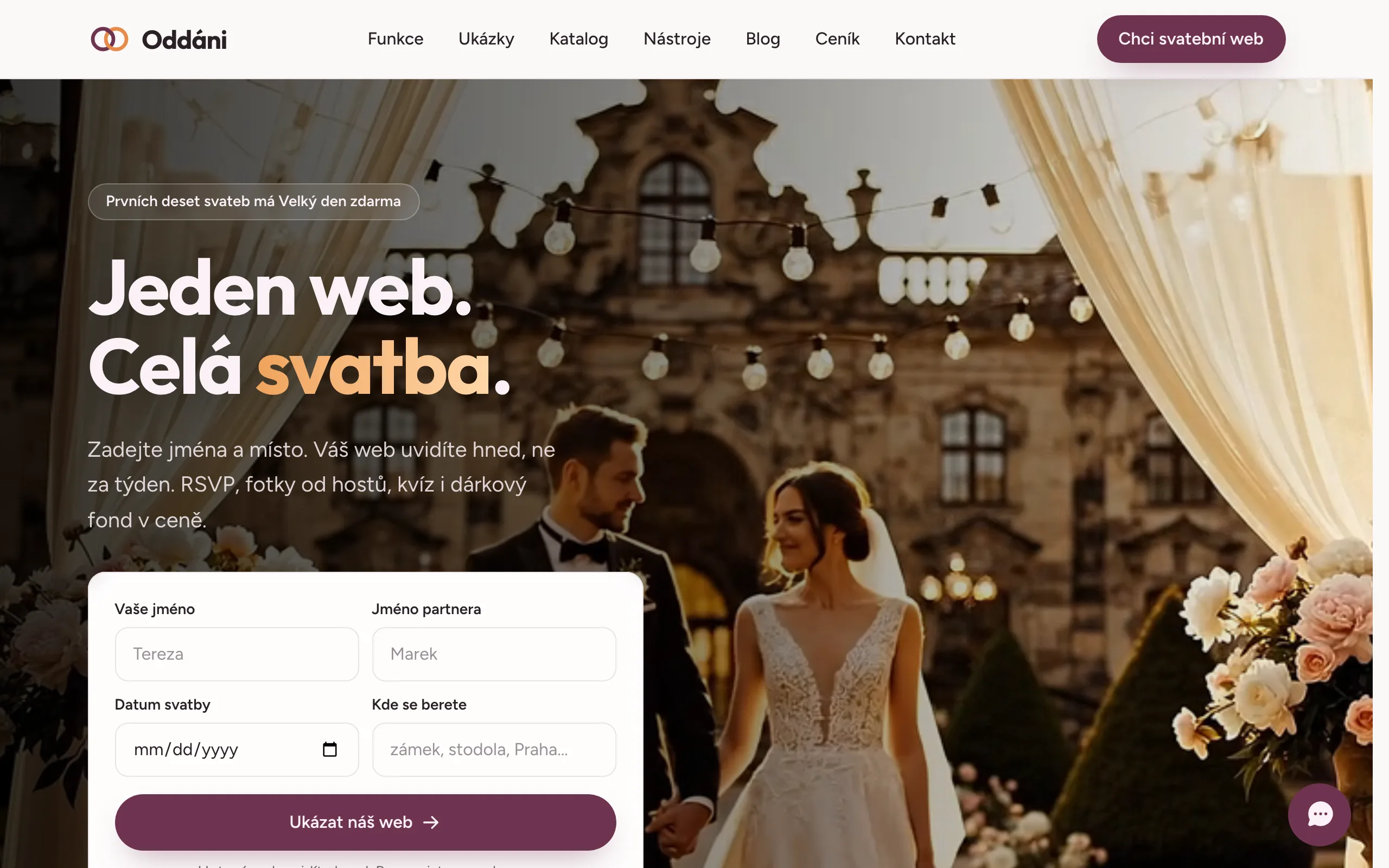 Oddáni – náhled webu