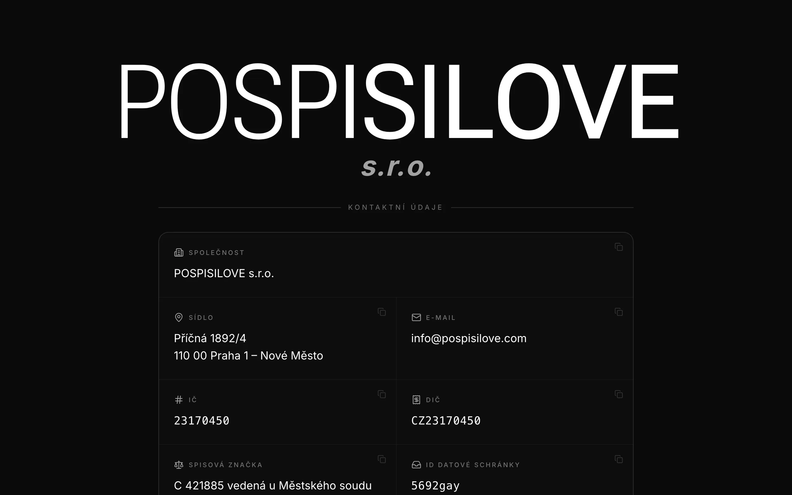POSPISILOVE – náhled webu