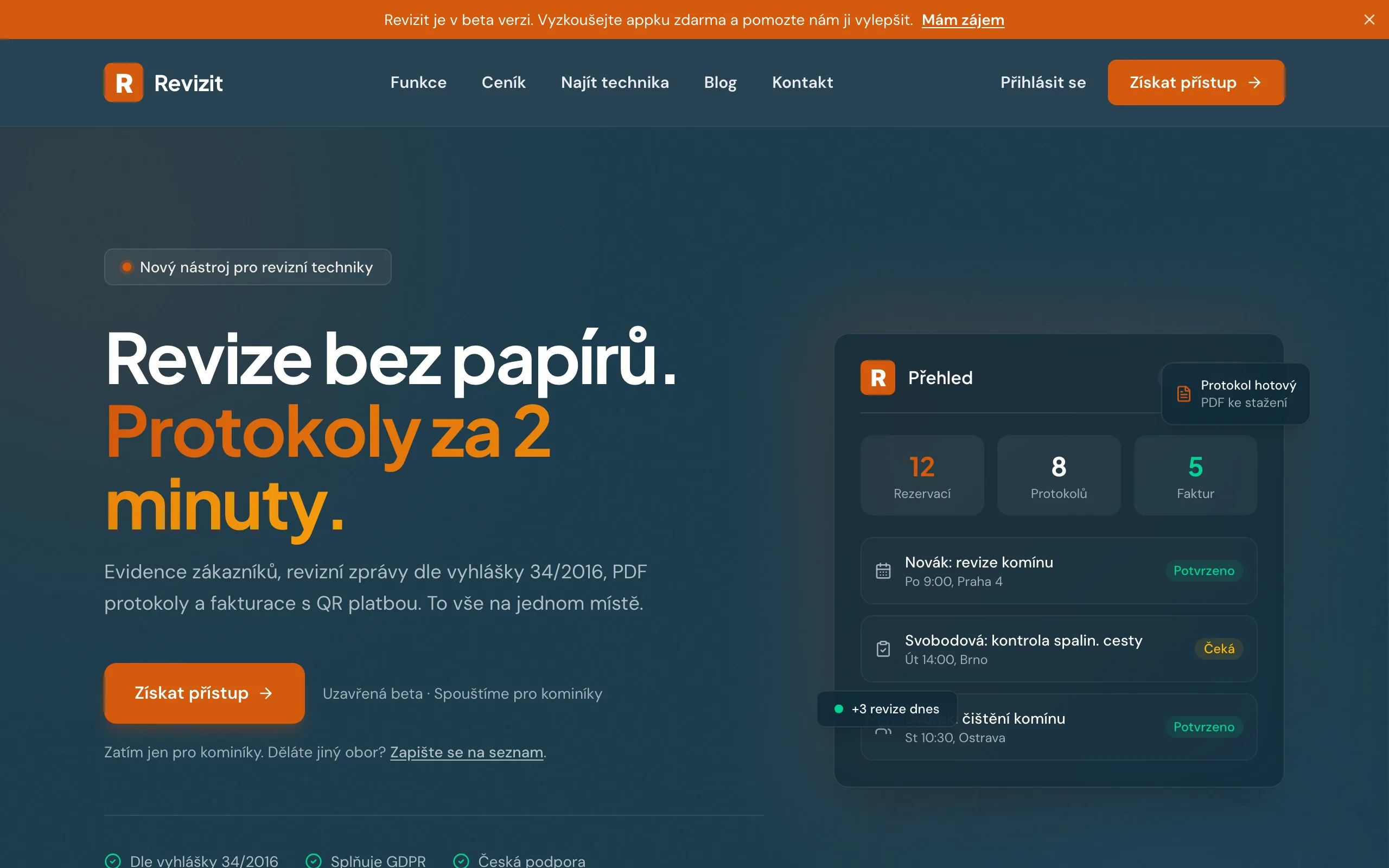 Revizit – náhled webu